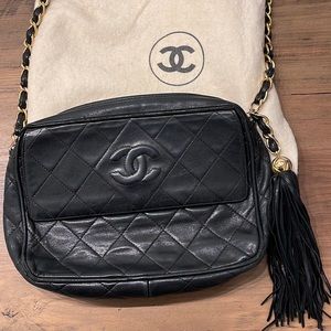 CHANEL vintage shoulder bag with fringe strap *price down*